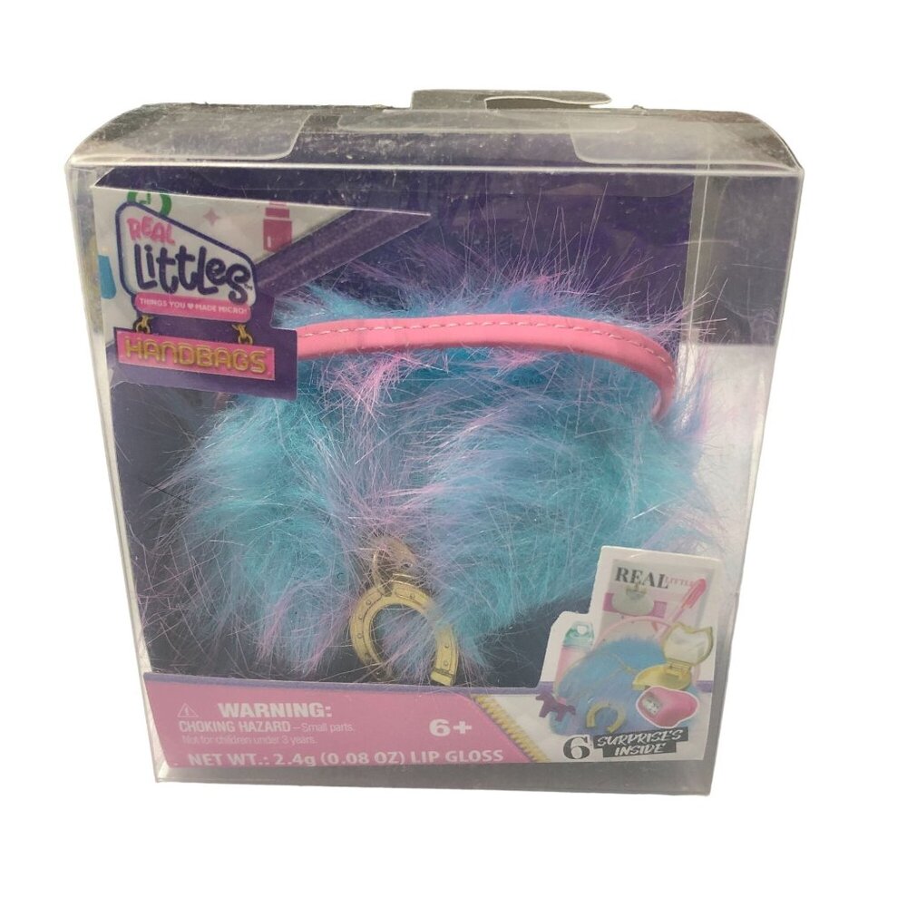 Real Littles Handbag + Surprise Accessories For Ages 6+ Blue Pink Pony Fuzzy